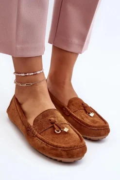 Hot Damskie Zamszowe Klasyczne Mokasyny Camel Ontala Damskie Mokasyny Damskie Zamszowe