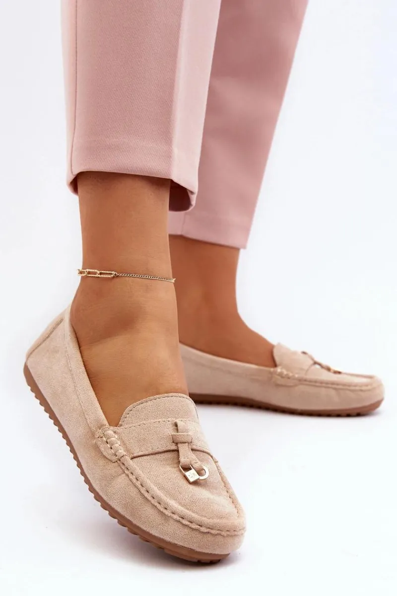 Clearance Boto Damskie Zamszowe Klasyczne Mokasyny Beżowe Ontala