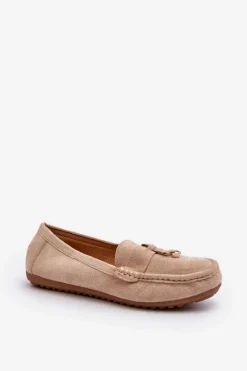 Clearance Boto Damskie Zamszowe Klasyczne Mokasyny Beżowe Ontala