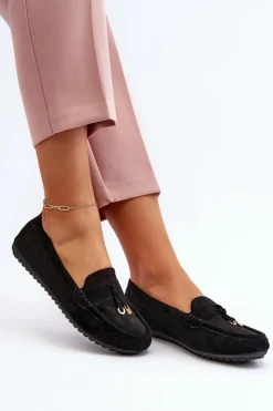 New Damskie Zamszowe Klasyczne Mokasyny Czarne Ontala Damskie Loafersy Damskie|Mokasyny Damskie Zamszowe
