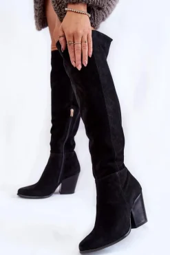 Best Boto Damskie Zamszowe Kozaki Muszkieterki Lewski 2833 Czarne