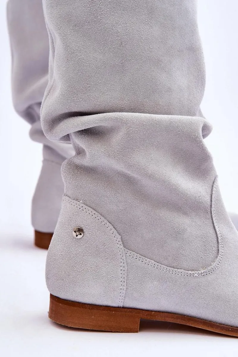 Outlet Maciejka Damskie Zamszowe Kozaki 05057-11 Jasny Miętowy