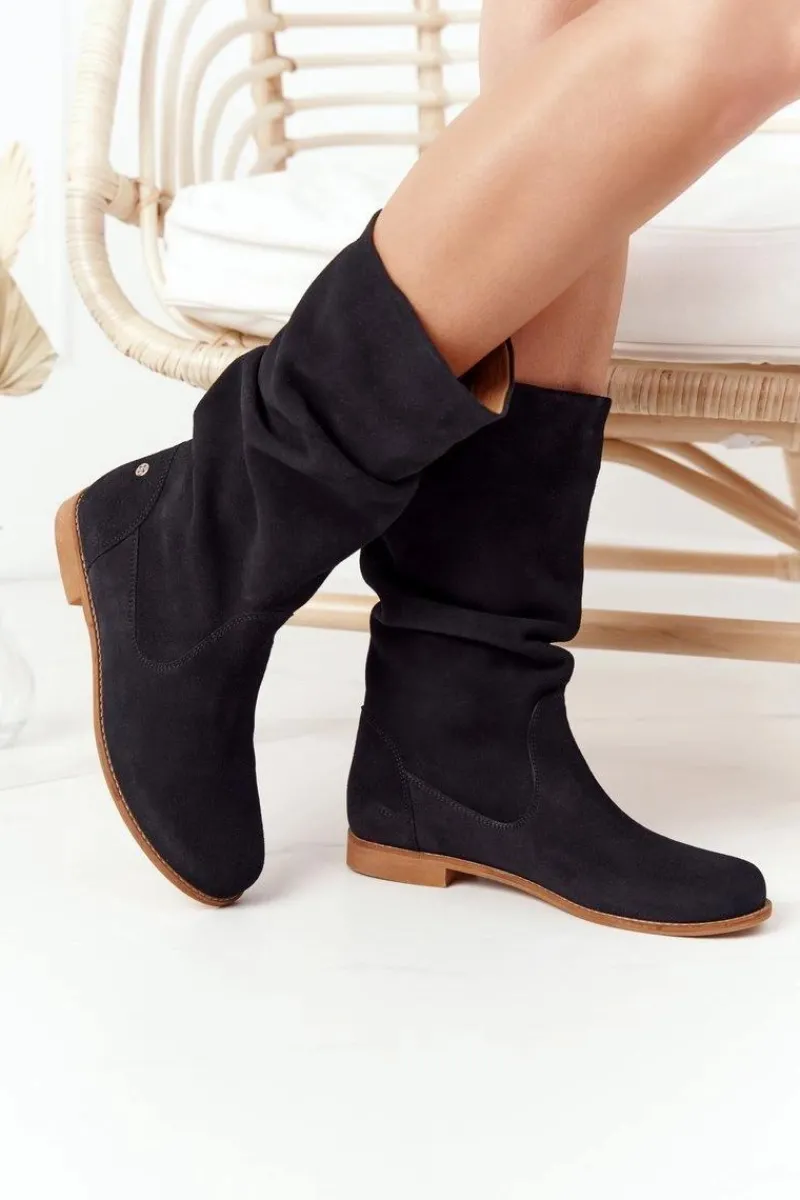 Maciejka Damskie Zamszowe Kozaki 05057-01 Czarne