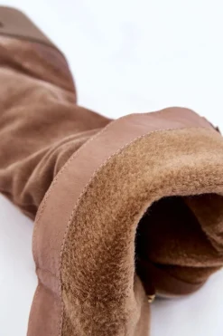 Clearance Boto Damskie Zamszowe Kozaki Na Masywnym Słupku Jasnobrązowe Valeris