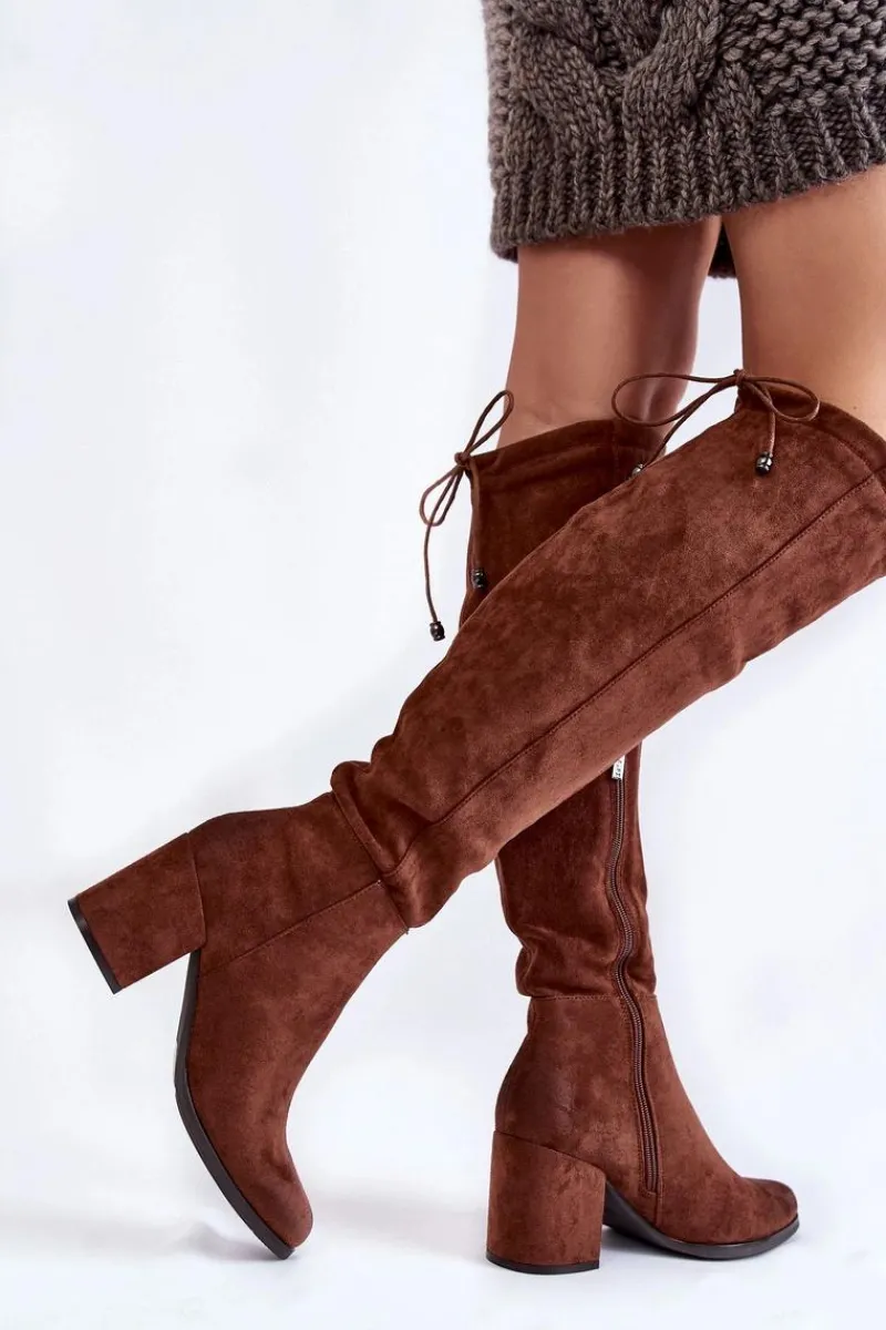 Kozaki Za Kolano|Kozaki Na Obcasie>Boto Damskie Zamszowe Kozaki Za Kolano La.Fi 270056FX-SU Ciemnobrązowe