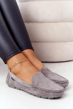 Damskie Zamszowe Mokasyny Szare San Marino Damskie Mokasyny Damskie Zamszowe