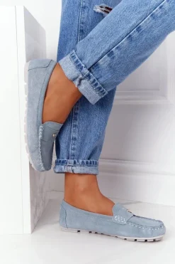 Damskie Zamszowe Mokasyny S.Barski Niebieskie Damskie Mokasyny Damskie Zamszowe