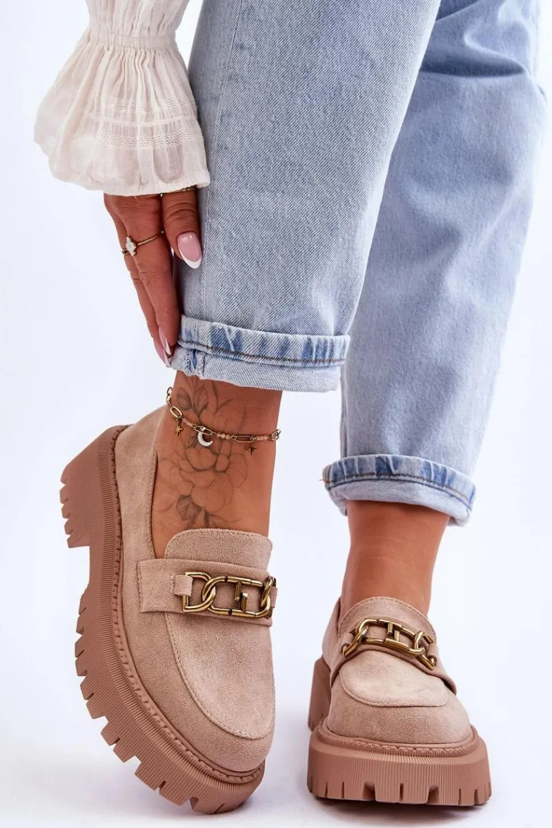 Hot Damskie Zamszowe Mokasyny Na Platformie Beżowe Larey Damskie Mokasyny Na Platformie|Mokasyny Damskie Zamszowe