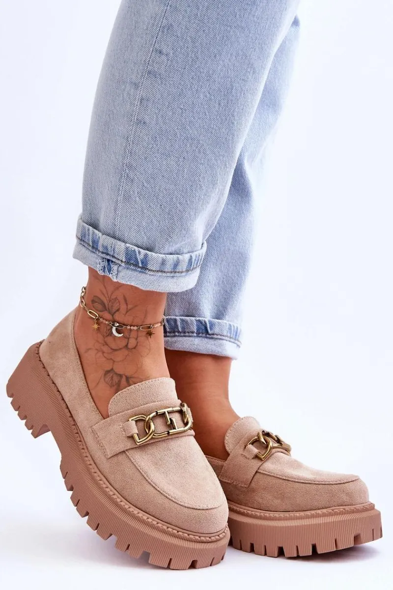 Hot Damskie Zamszowe Mokasyny Na Platformie Beżowe Larey Damskie Mokasyny Na Platformie|Mokasyny Damskie Zamszowe