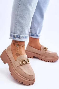 Hot Damskie Zamszowe Mokasyny Na Platformie Beżowe Larey Damskie Mokasyny Na Platformie|Mokasyny Damskie Zamszowe