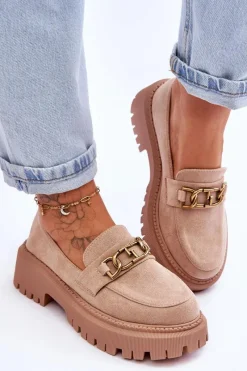 Hot Damskie Zamszowe Mokasyny Na Platformie Beżowe Larey Damskie Mokasyny Na Platformie|Mokasyny Damskie Zamszowe