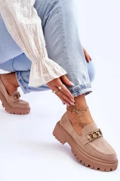 Hot Damskie Zamszowe Mokasyny Na Platformie Beżowe Larey Damskie Mokasyny Na Platformie|Mokasyny Damskie Zamszowe