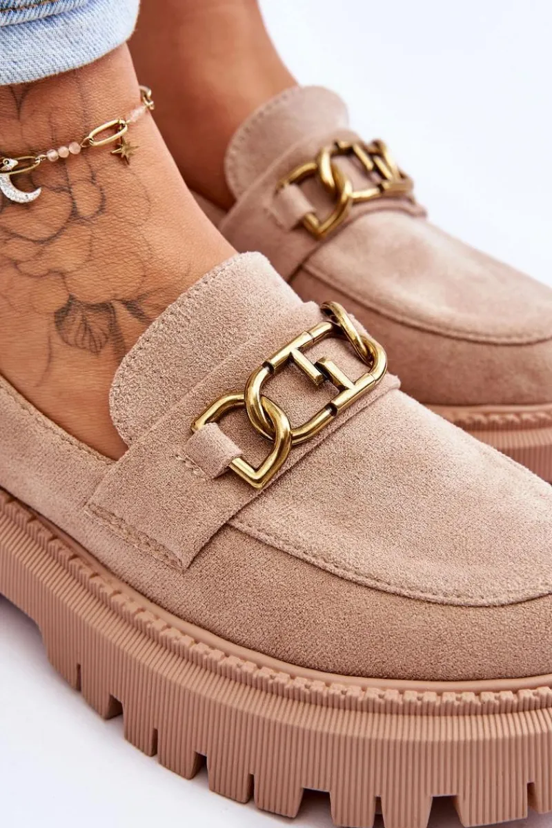 Hot Damskie Zamszowe Mokasyny Na Platformie Beżowe Larey Damskie Mokasyny Na Platformie|Mokasyny Damskie Zamszowe