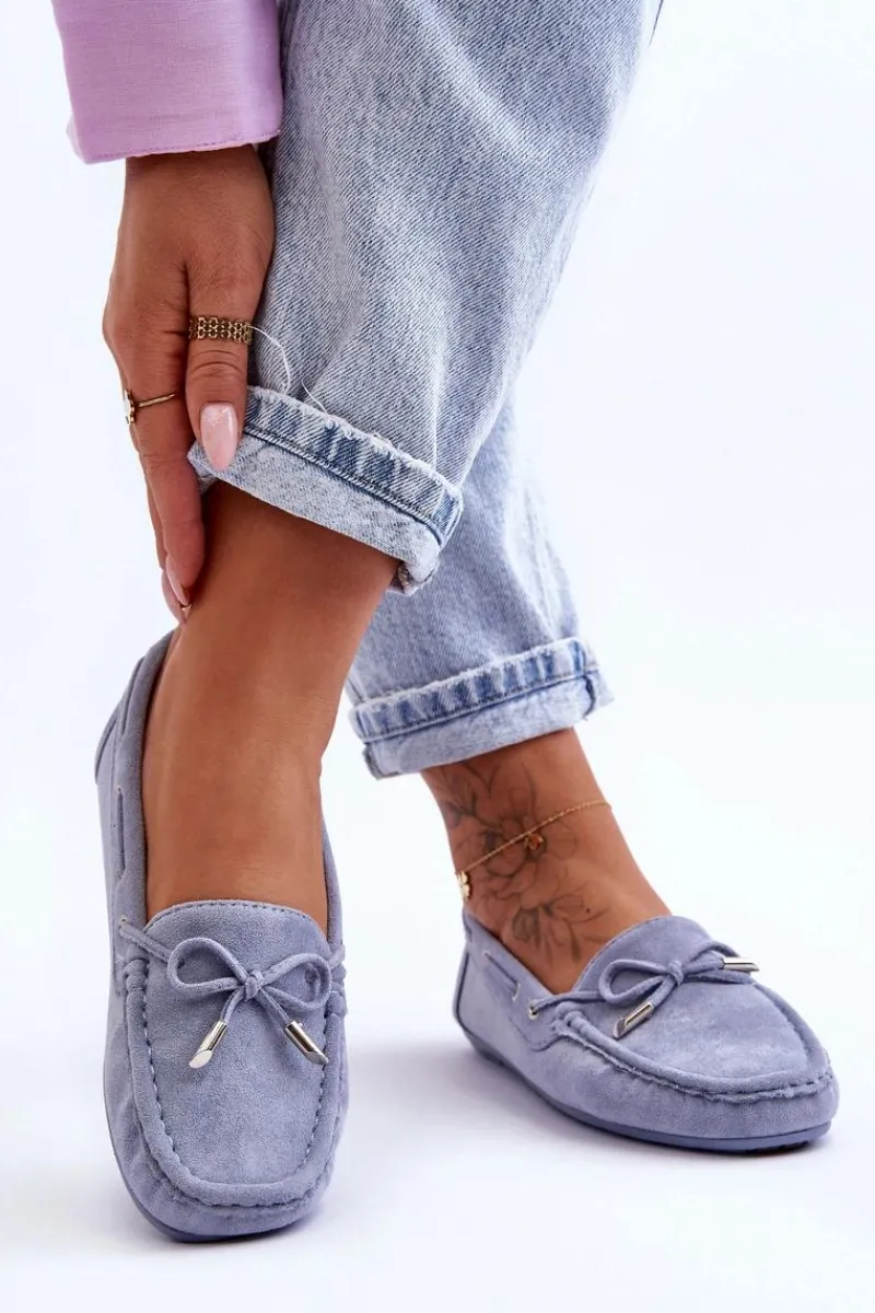 New Boto Damskie Zamszowe Mokasyny e Si Passione Niebieski