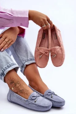 New Boto Damskie Zamszowe Mokasyny e Si Passione Niebieski