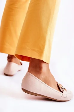 Sale Damskie Zamszowe Mokasyny Z Ozdobą Beżowe Reality Damskie Loafersy Damskie|Mokasyny Płaskie