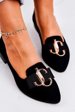 Discount Boto Damskie Zamszowe Mokasyny Baleriny Czarne Mary-Jane