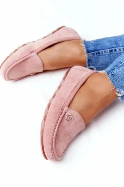 Clearance Boto Damskie Zamszowe Mokasyny Różowe Madelyn