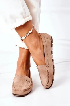 Clearance Damskie Zamszowe Mokasyny Jasny Brąz Madelyn Damskie Mokasyny Damskie Zamszowe