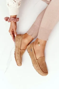 Boto Damskie Zamszowe Mokasyny Beżowe San Marino