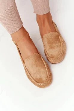 Boto Damskie Zamszowe Mokasyny Beżowe San Marino