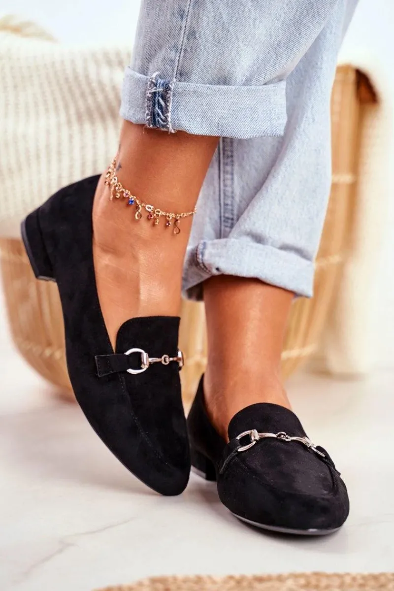 Online Buty Sergio Leone Damskie Zamszowe Mokasyny Sergio Leone MK733 Czarne