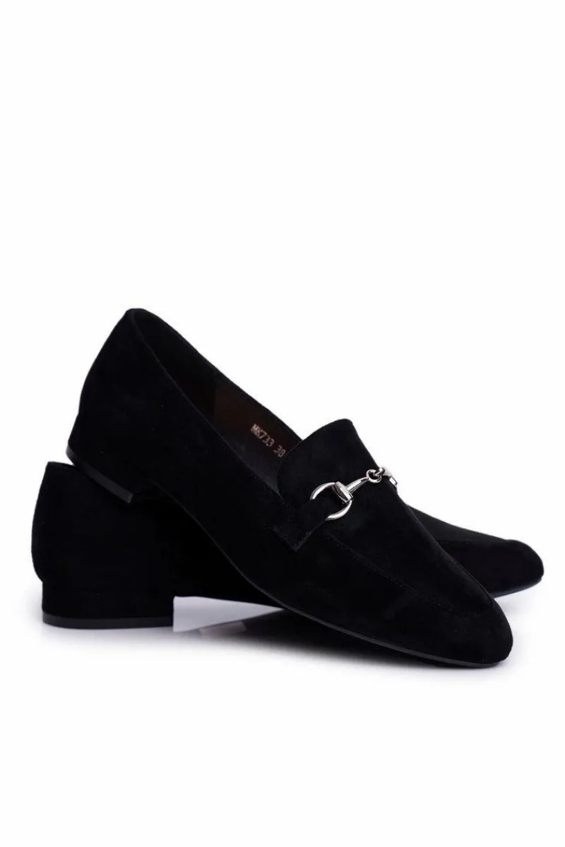 Online Buty Sergio Leone Damskie Zamszowe Mokasyny Sergio Leone MK733 Czarne