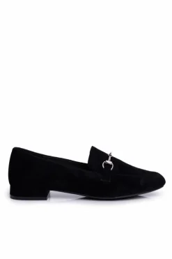 Online Buty Sergio Leone Damskie Zamszowe Mokasyny Sergio Leone MK733 Czarne