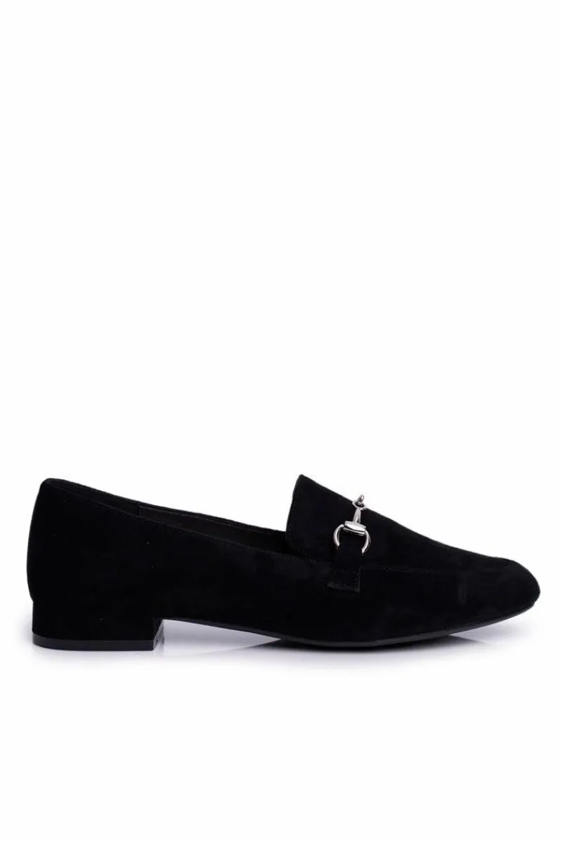 Online Buty Sergio Leone Damskie Zamszowe Mokasyny Sergio Leone MK733 Czarne