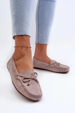 Boto Damskie Zamszowe Mokasyny Fioletowe Si Passione Fioletowy