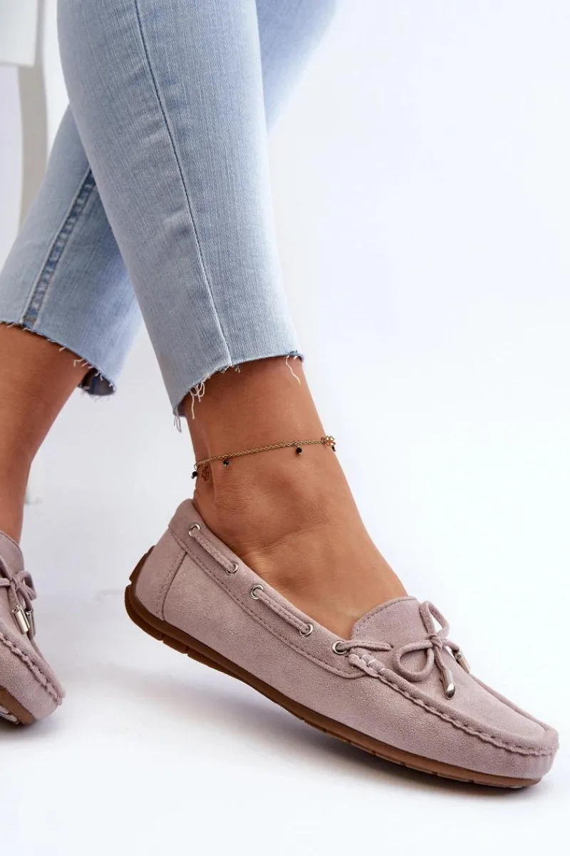 Boto Damskie Zamszowe Mokasyny Fioletowe Si Passione Fioletowy