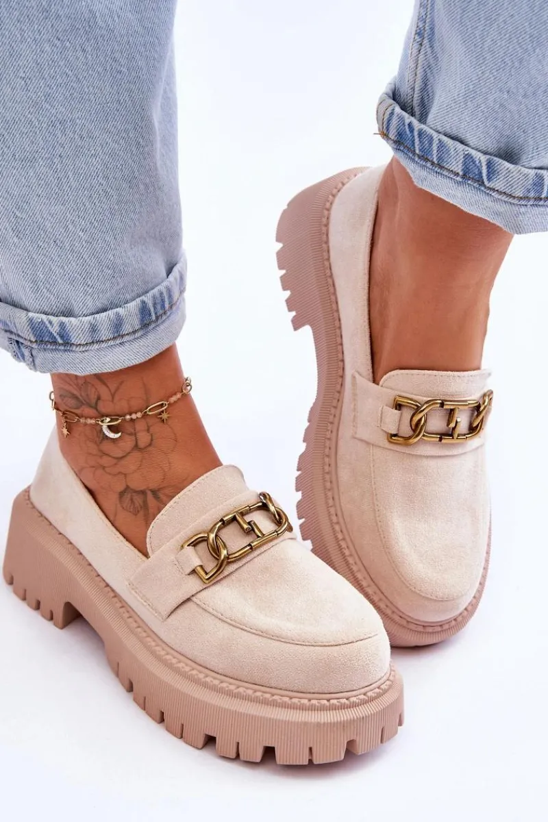 Mokasyny Na Platformie|Mokasyny Damskie Zamszowe>Boto Damskie Zamszowe Mokasyny Na Platformie Jasnobeżowe Larey