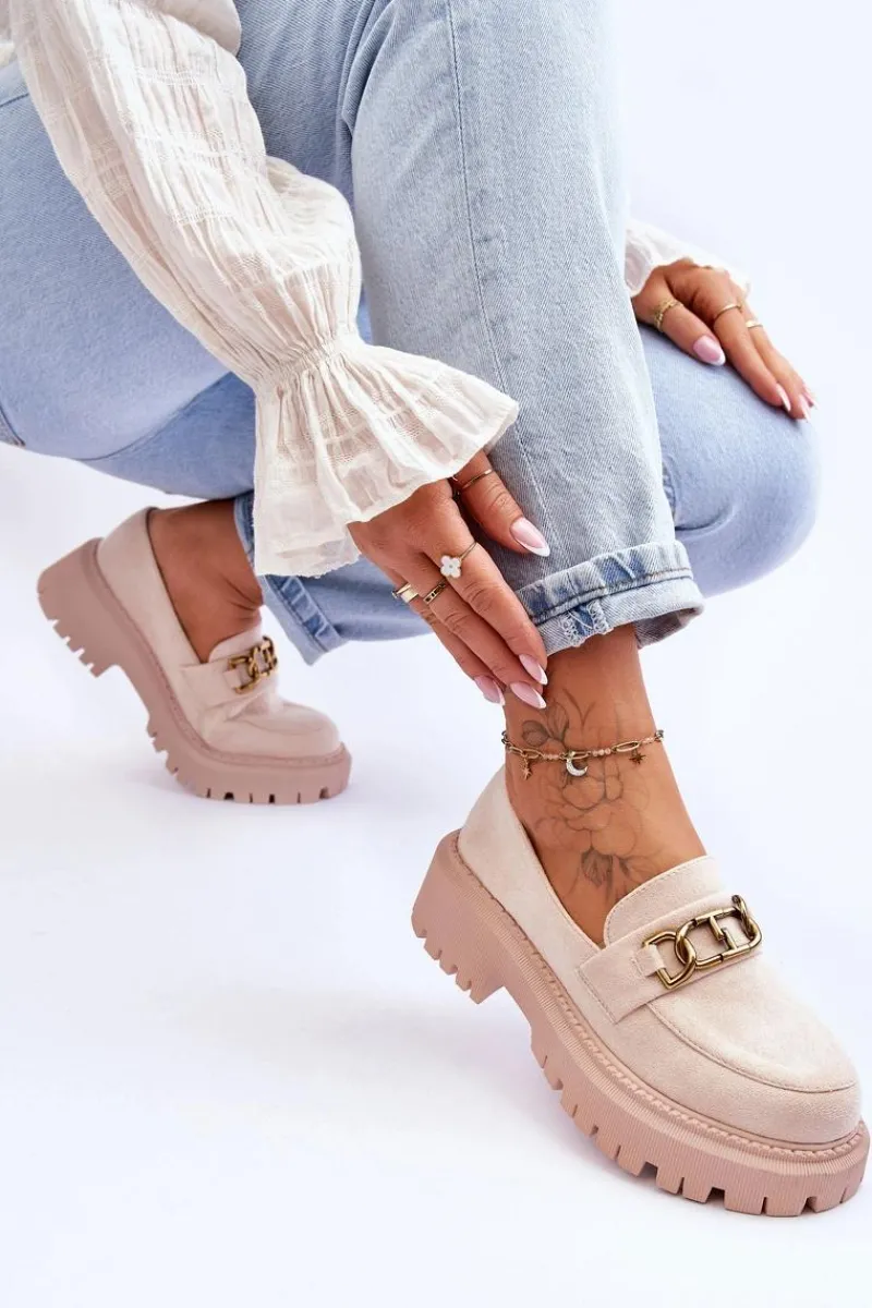 Mokasyny Na Platformie|Mokasyny Damskie Zamszowe>Boto Damskie Zamszowe Mokasyny Na Platformie Jasnobeżowe Larey