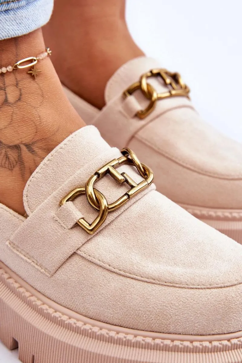 Mokasyny Na Platformie|Mokasyny Damskie Zamszowe>Boto Damskie Zamszowe Mokasyny Na Platformie Jasnobeżowe Larey