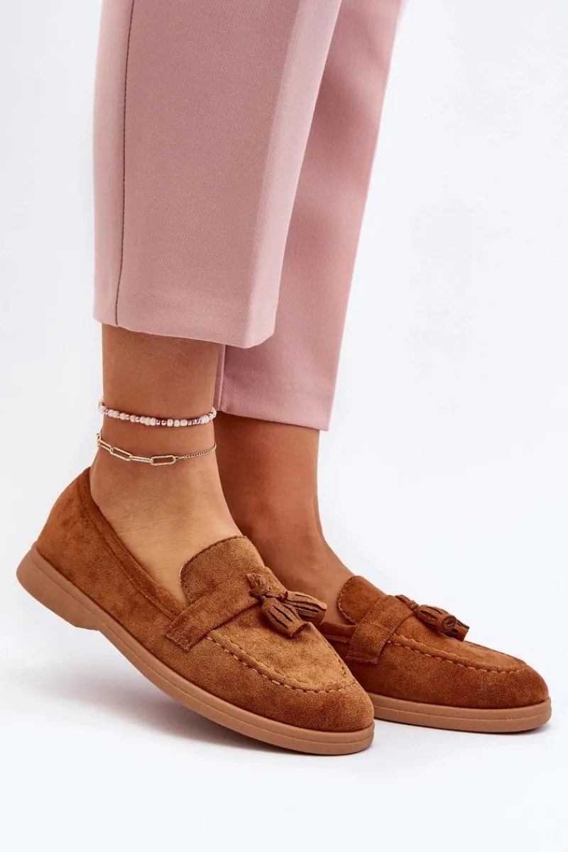 Loafersy Damskie|Mokasyny Damskie Zamszowe>Boto Damskie Zamszowe Mokasyny Camel Dansitu