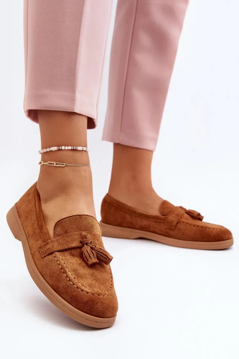 Loafersy Damskie|Mokasyny Damskie Zamszowe>Boto Damskie Zamszowe Mokasyny Camel Dansitu