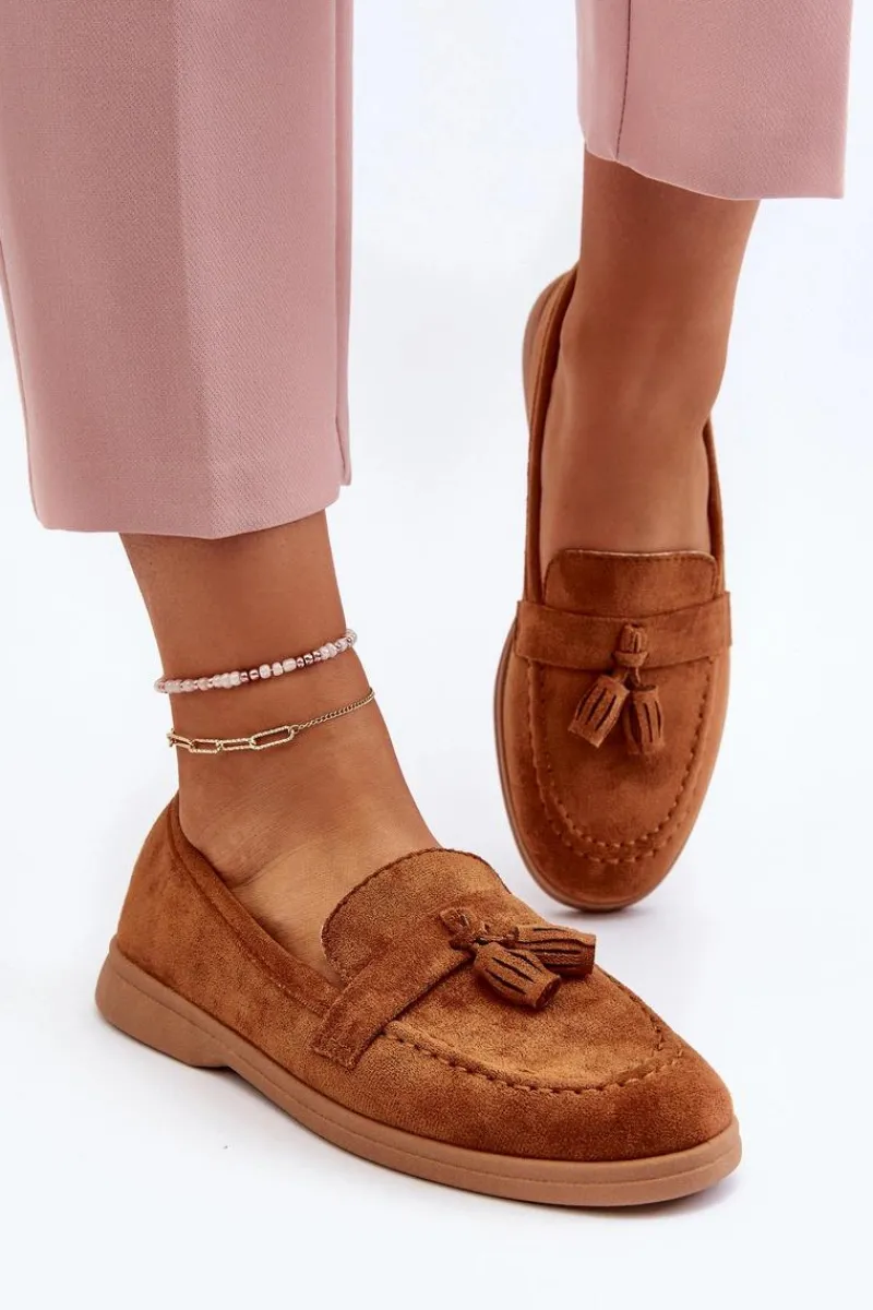 Loafersy Damskie|Mokasyny Damskie Zamszowe>Boto Damskie Zamszowe Mokasyny Camel Dansitu
