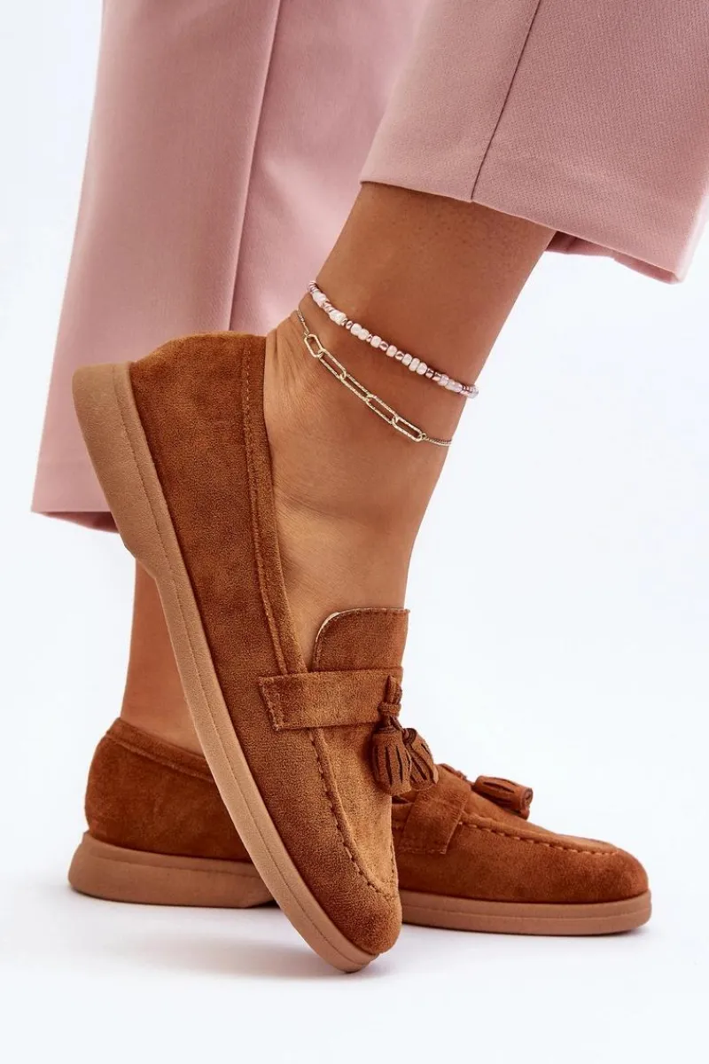 Loafersy Damskie|Mokasyny Damskie Zamszowe>Boto Damskie Zamszowe Mokasyny Camel Dansitu