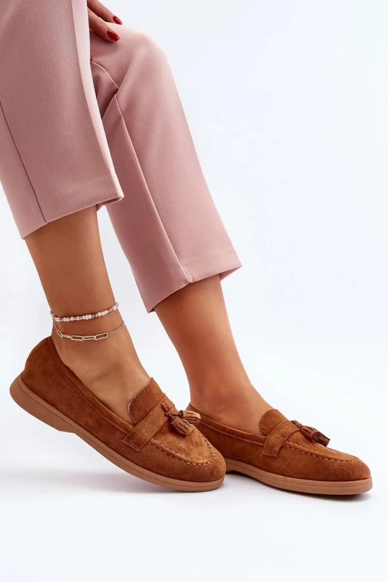 Loafersy Damskie|Mokasyny Damskie Zamszowe>Boto Damskie Zamszowe Mokasyny Camel Dansitu