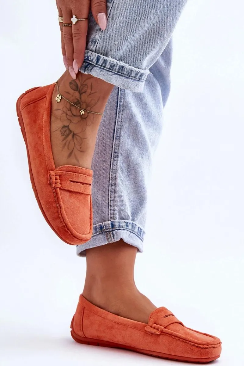 Mokasyny Damskie Zamszowe>Boto Damskie Zamszowe Mokasyny Pomarańczowe Lenvie Pomarańczowy