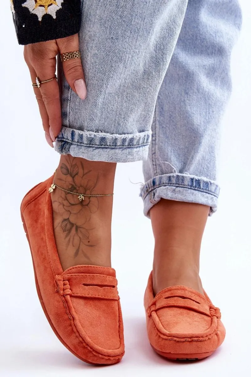 Mokasyny Damskie Zamszowe>Boto Damskie Zamszowe Mokasyny Pomarańczowe Lenvie Pomarańczowy