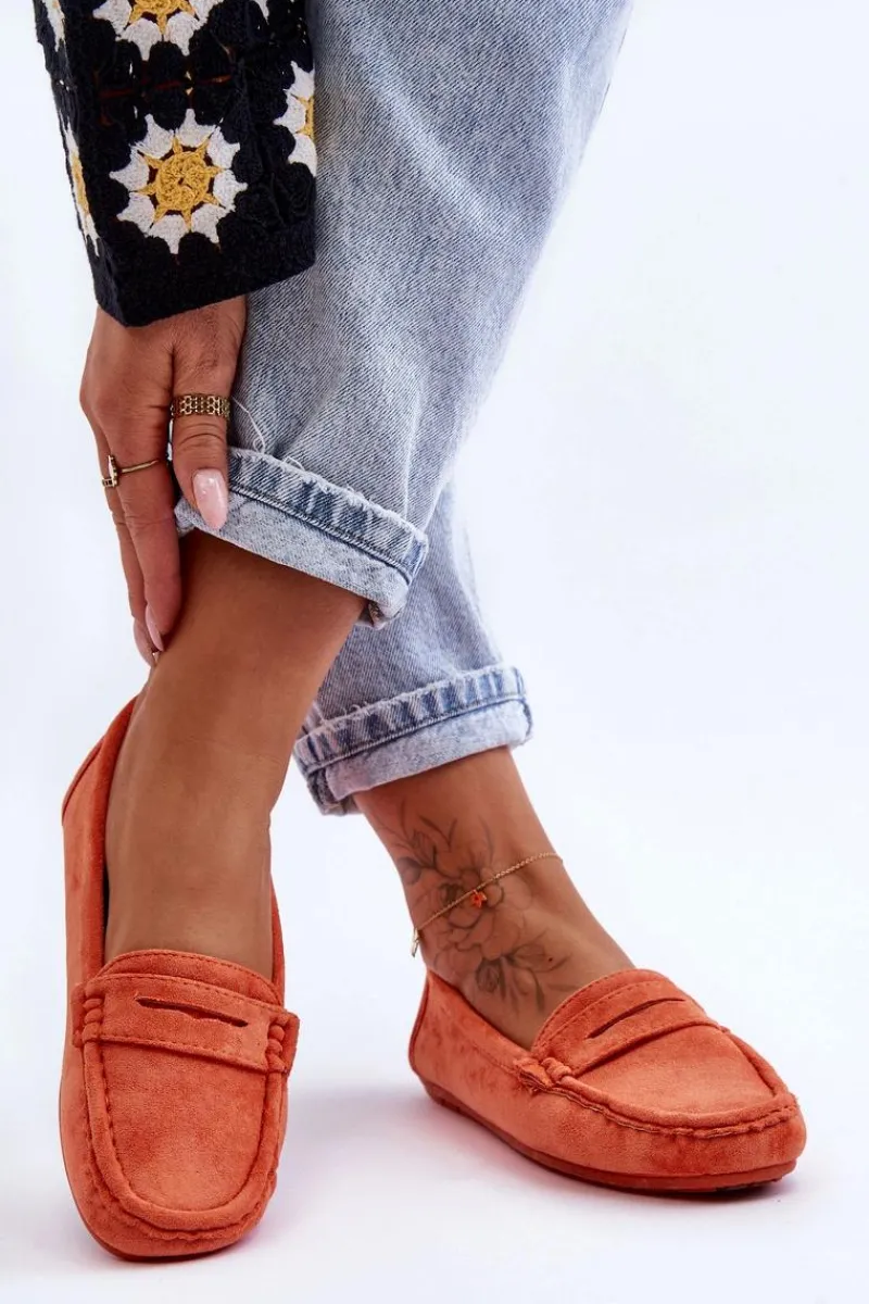 Mokasyny Damskie Zamszowe>Boto Damskie Zamszowe Mokasyny Pomarańczowe Lenvie Pomarańczowy