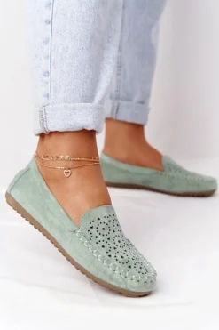 Best Damskie Zamszowe Mokasyny Zielone Molly Damskie Mokasyny Damskie Zamszowe