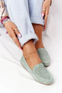 Best Damskie Zamszowe Mokasyny Zielone Molly Damskie Mokasyny Damskie Zamszowe