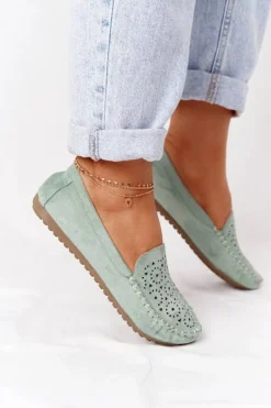 Best Damskie Zamszowe Mokasyny Zielone Molly Damskie Mokasyny Damskie Zamszowe