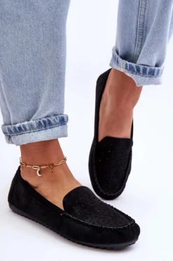 Online Damskie Zamszowe Mokasyny Czarne Molly Damskie Mokasyny Damskie Zamszowe