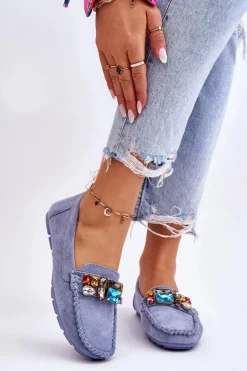 Clearance Damskie Zamszowe Mokasyny Z Kryształkami e Lucille Damskie Loafersy Damskie|Mokasyny Damskie Zamszowe