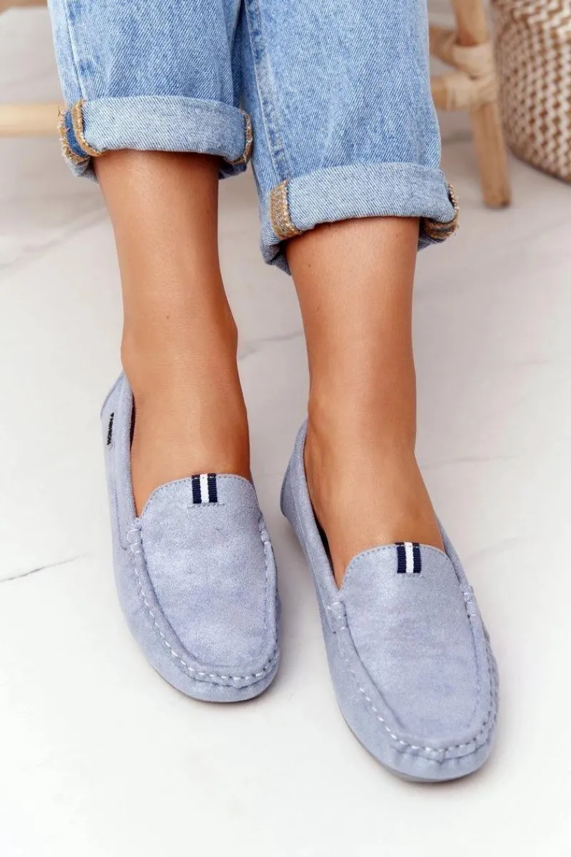 Boto Damskie Zamszowe Mokasyny Niebieskie San Marino