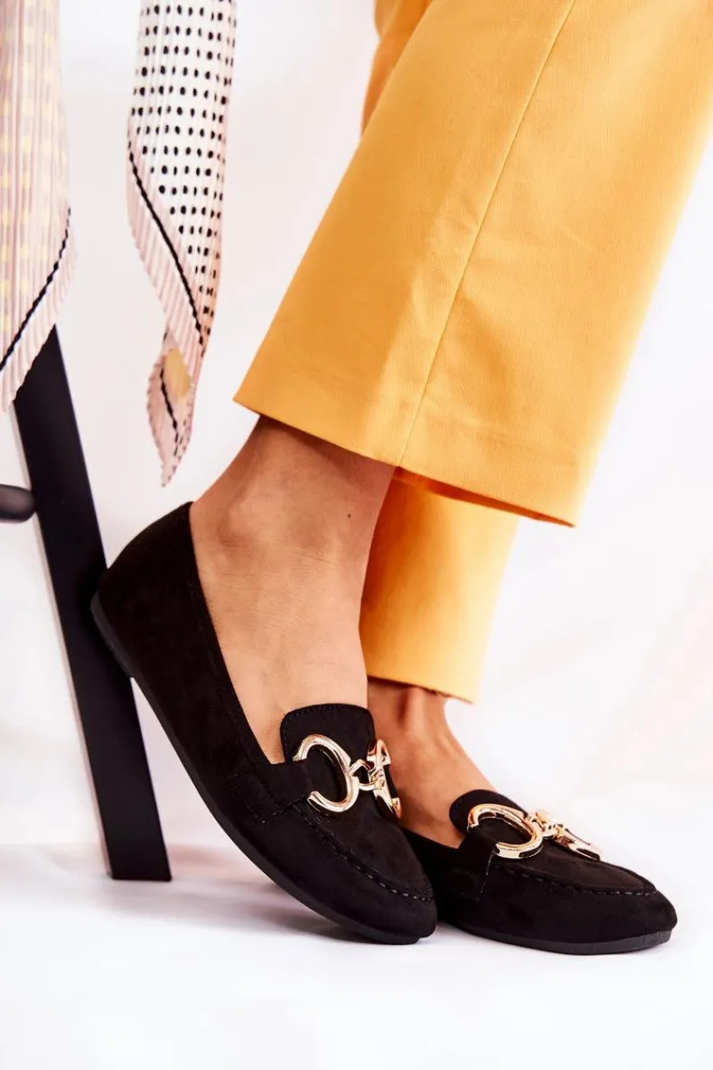 Discount Boto Damskie Zamszowe Mokasyny Z Ozdobą Czarne Reality