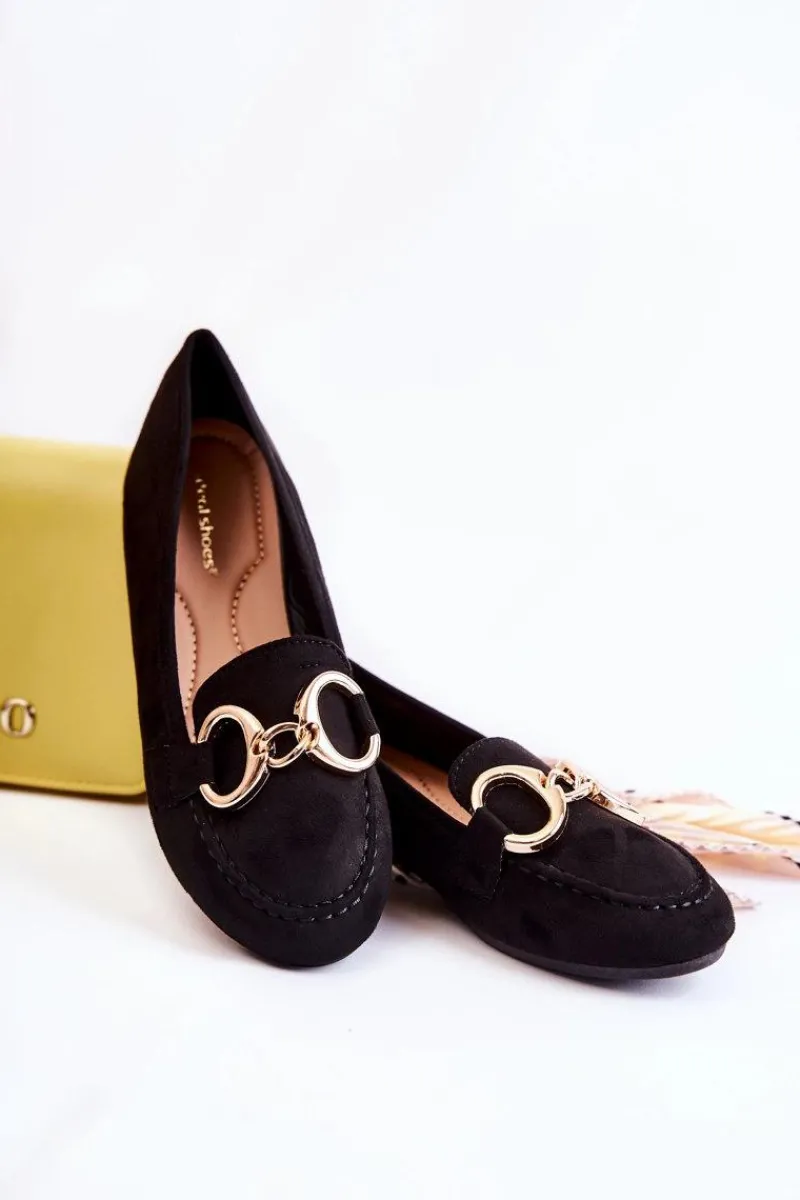 Discount Boto Damskie Zamszowe Mokasyny Z Ozdobą Czarne Reality